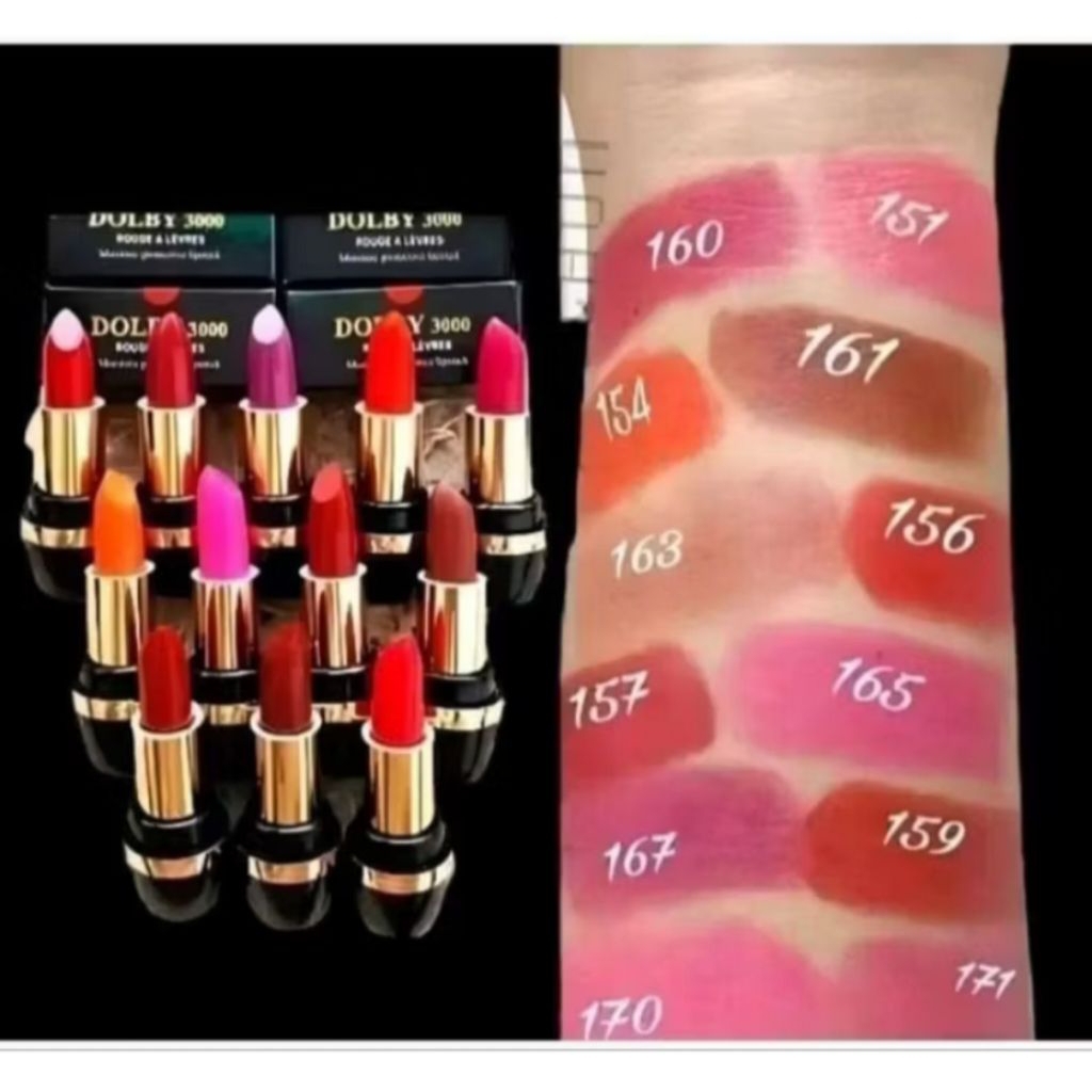 LIPSTIK DOLBY PERBOX KODE 165 DAN 156 ISI 12 PCS  PRODUK ORIGINAL SUDAH BPOM