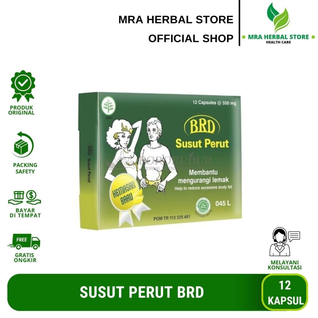 Susut Perut Borobudur 12 Kapsul | Membantuk Mengurangi Lemak Pada Tubuh | Susut Perut BRD Original