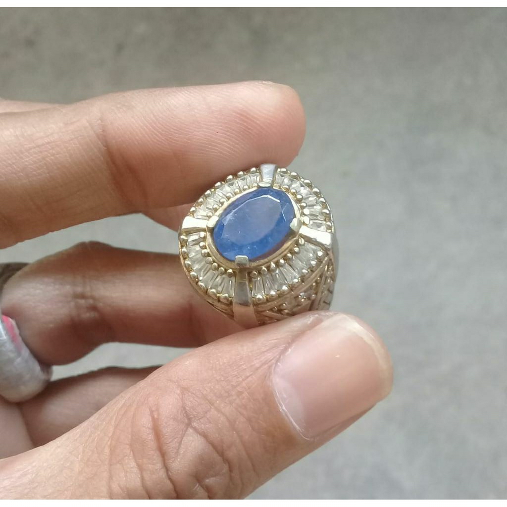 Natural tanzanite super HQ ring perak microsetting