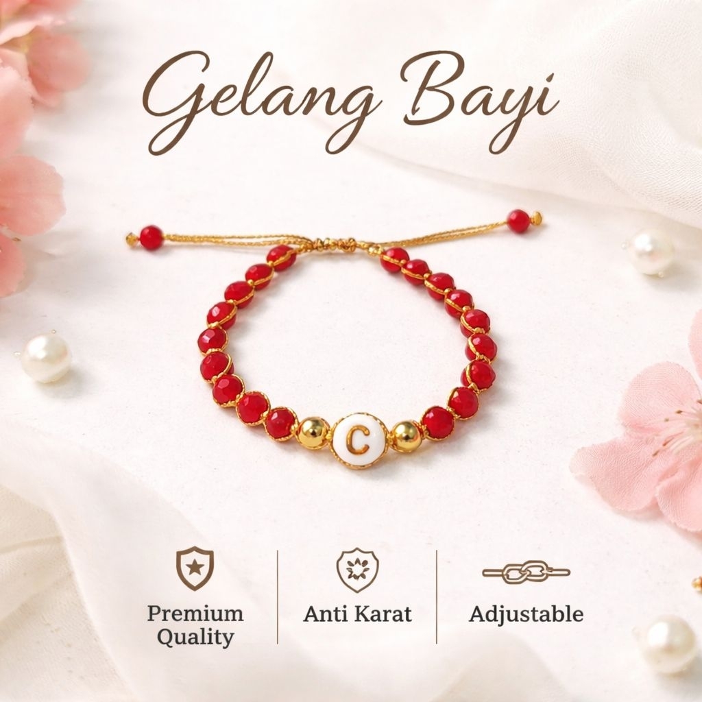 Gelang bayi premium Macrame Bracelet Crystal  | Gelang Crystal | Gelang Tali | Gelang inisial bayi |