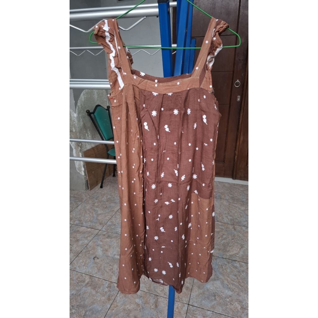 Preloved daster cokelat kain perca
