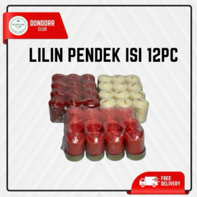 Lilin Putih Merah Pendek isi 12 Tealight Candle Alas Besi Spa Restoran