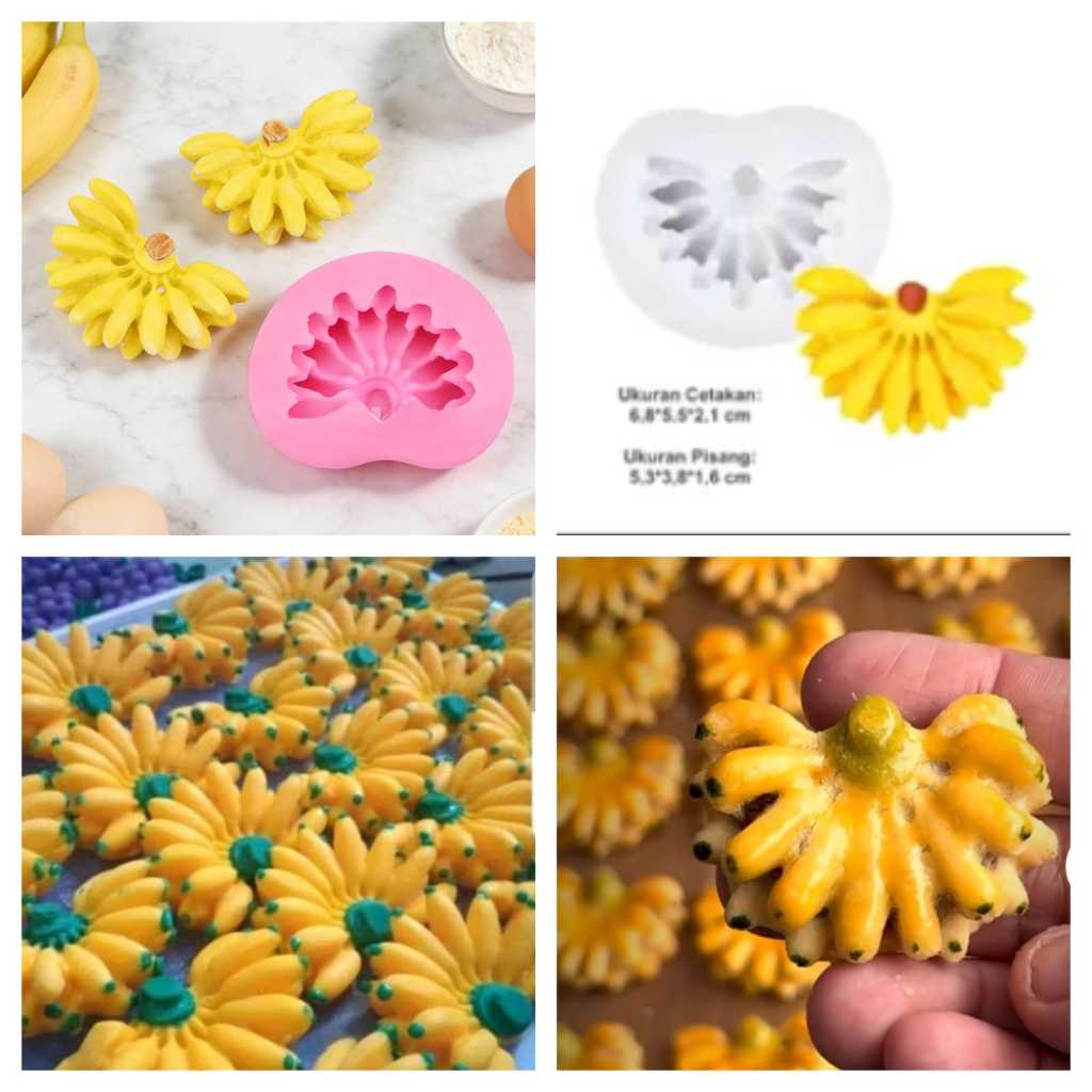 Cetakan Kue Silikon Pisang Sisir Kipas Nastar Jelly Coklat