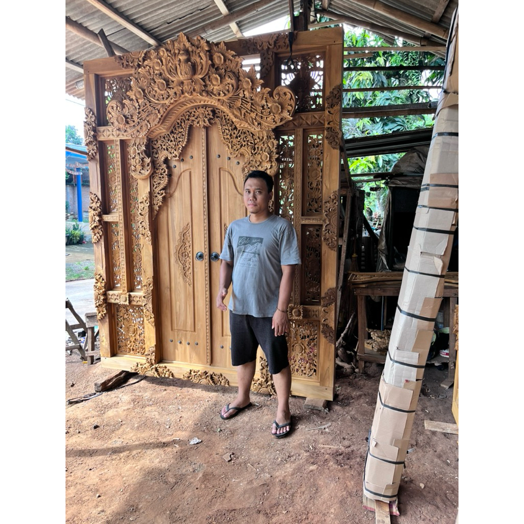 pintu gebyok ukir jepara motif ukiran bali / setil bali minimalis pintu ukiran rama sinta terlaris d