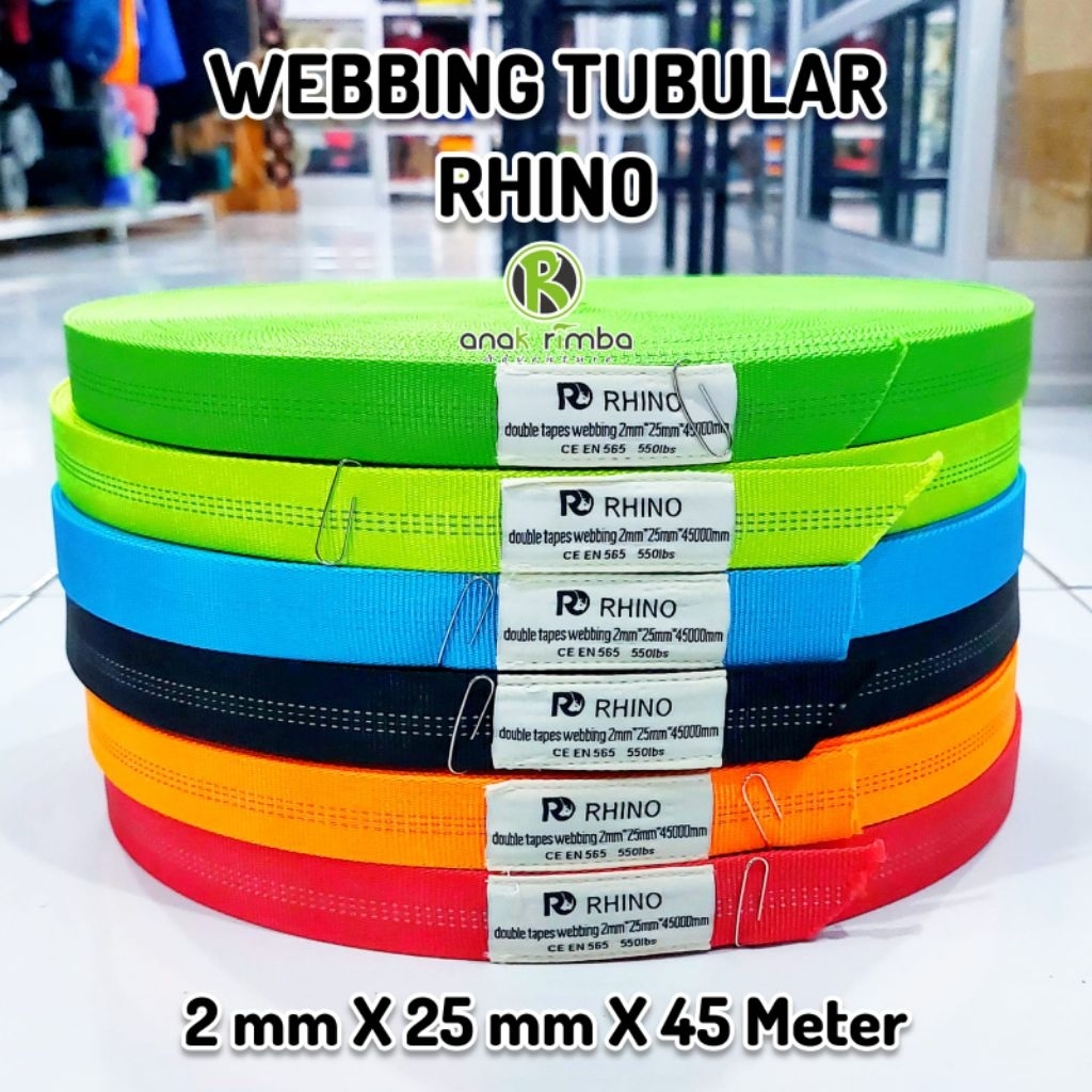 WEBBING PANJAT TUBULAR RHINO PER ROLL (45 METER) TALI HARNESS TALI TUBUB NOT WEBBING BEAL NOT WEBBIN