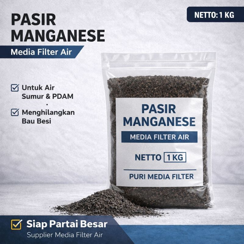 Pasir Manganese 1 KG / Manganese Filter Media / Puri Media Filter Air Menghilangkan Bau Besi & Air K