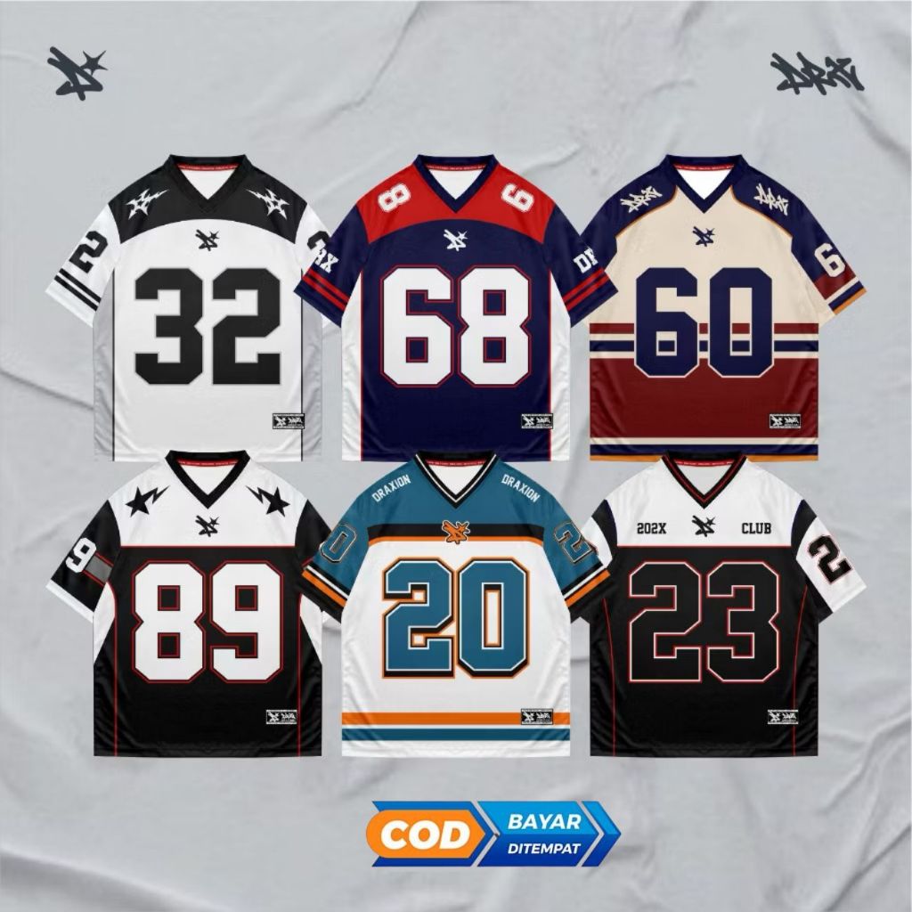 100 Ribu Dapat 4 | Jersey Dry Fit Motif Angka Vintage Soccer Baseball Original Pria Wanita Unisex
