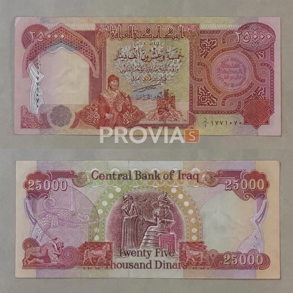 Uang Asing Koleksi 25.000 Dinar Irak (IQD) Original