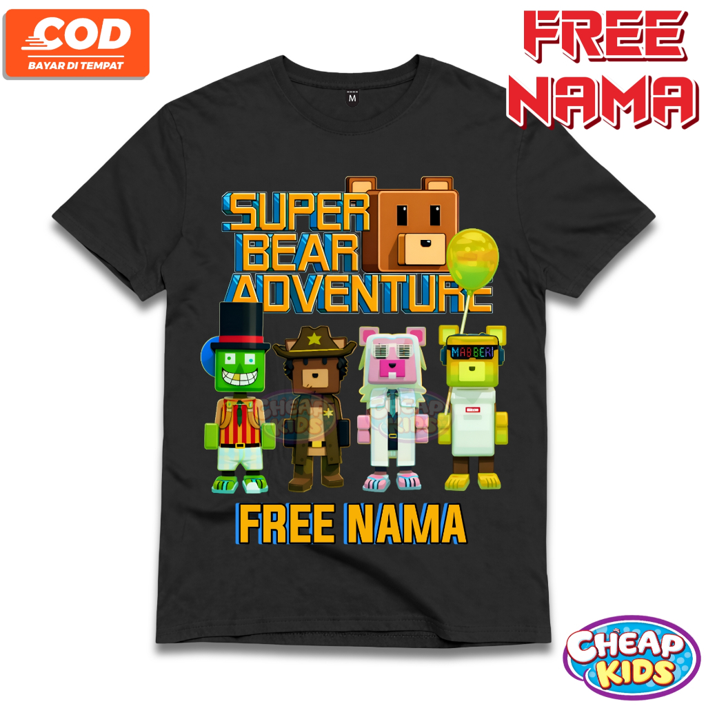 Kaos Anak Baju Anak Game Super Bear Adventure Terbaru Free Nama / Kaos Tshirt Anak Super Bear Terbar
