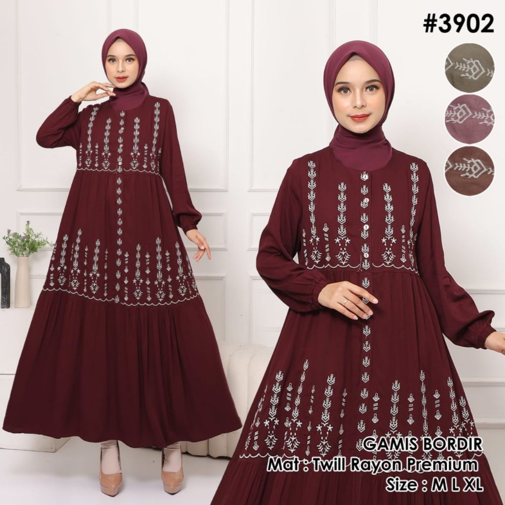 Gamis Dress Katun Twill Bordir Agape G386