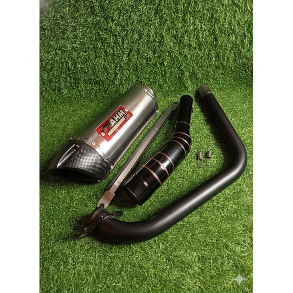 AHM M3 Knalpot RACING leher BLACK DOF motor mx/mx king/sonic/supra150