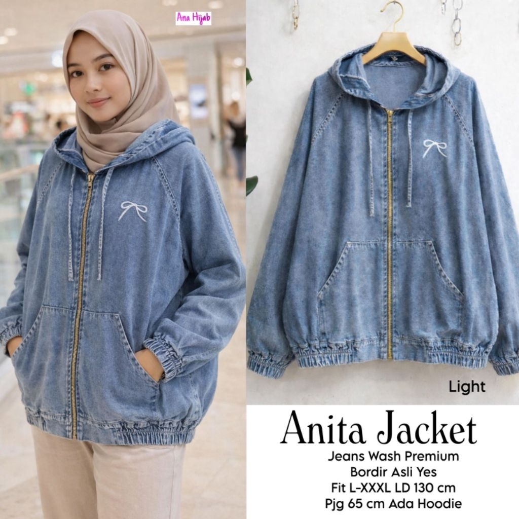 ANITA JACKET JEANS OVERSIZE PREMIUM JUMBO JACKET WANITA JEANS ORIGINAL CANTIQUE