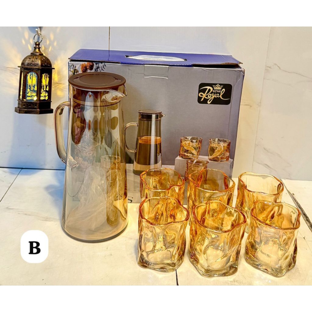 Gelas kaca set teko mewah 7 in 1