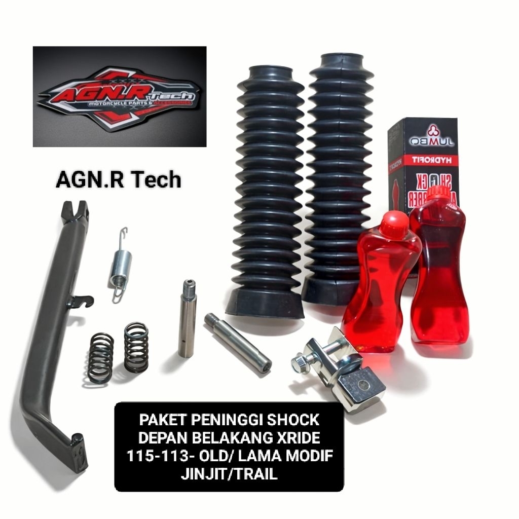 PAKET PENINGGI SHOCK DEPAN BELAKANG XRIDE 115-113- OLD/ LAMA MODIF JINJIT/TRAIL