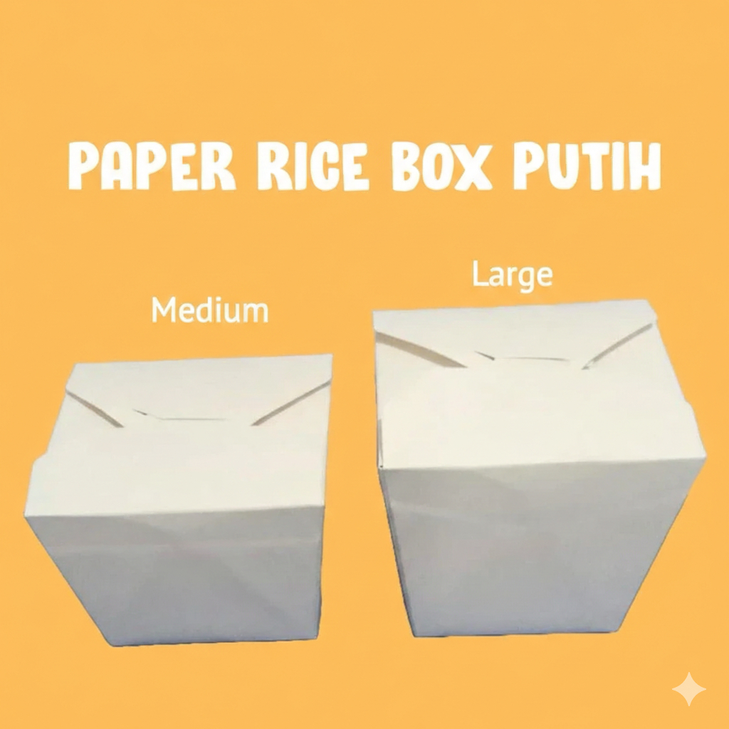 Rice Paper Lunch Box Food Pail Putih Starindo Bowl Kotak Nasi Mie Makanan isi 25