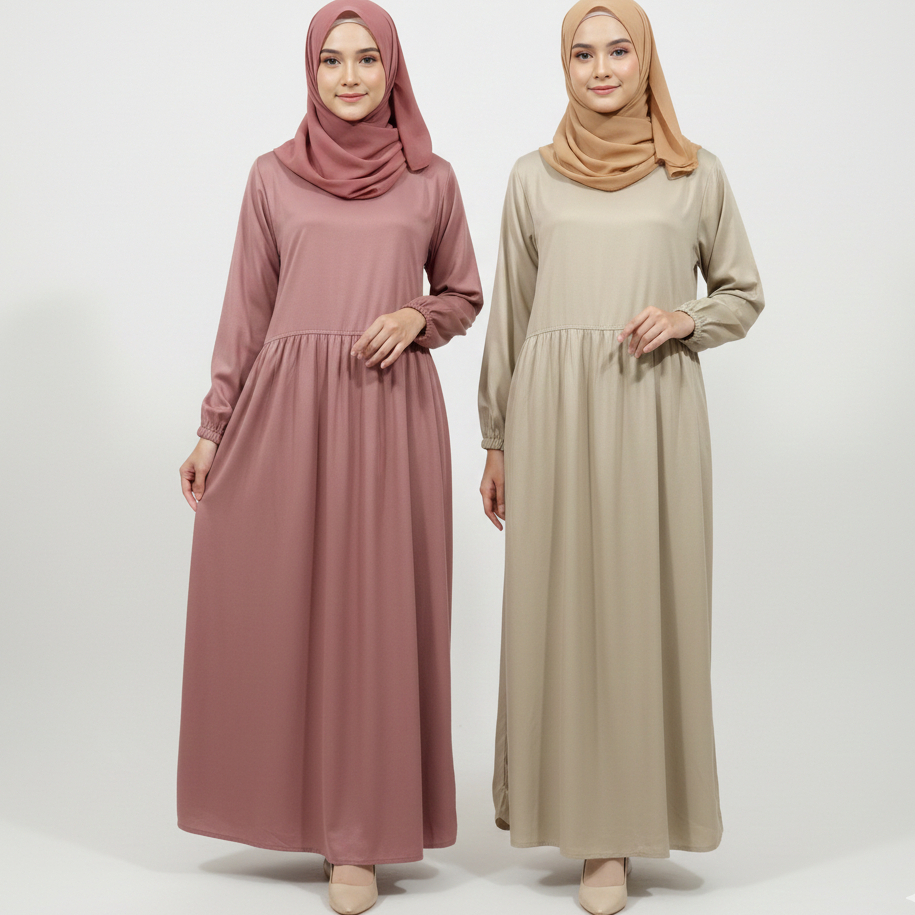 RILLEY - Gamis Sadira | Dress Panjang Muslim Wanita Rayon Twill