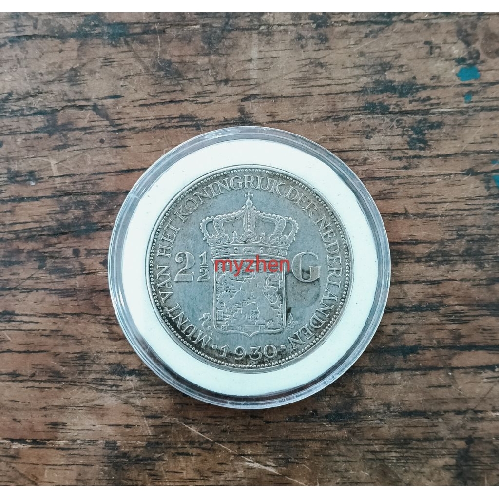 koin perak wilhelmina 2,5G thn 1930 ori