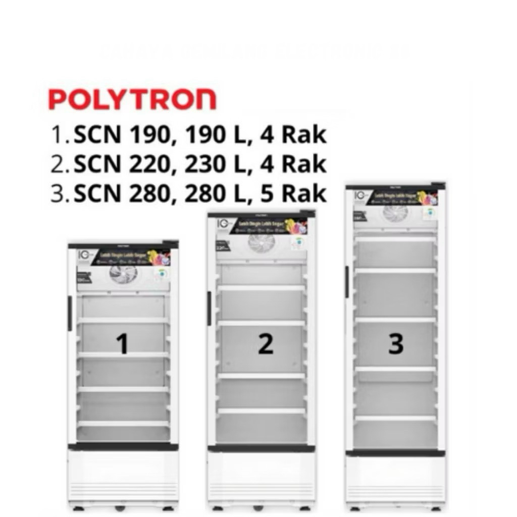 Polytron Showcase SCN 190 4 Rak / Showcase Polytron SCN190 Kapasitas 190L