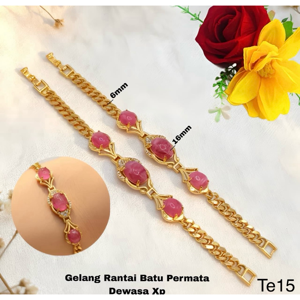 GELANG RANTAI BATU PERMATA DEWASA XUPING / GELANG RANTAI PLAT PERMATA DEWASA XUPING