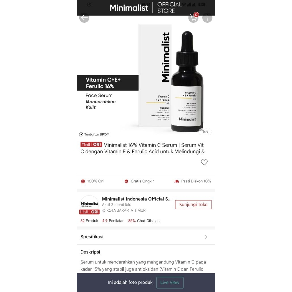 Minimalist Serum Vitamin C 16% Serum Vitamin C