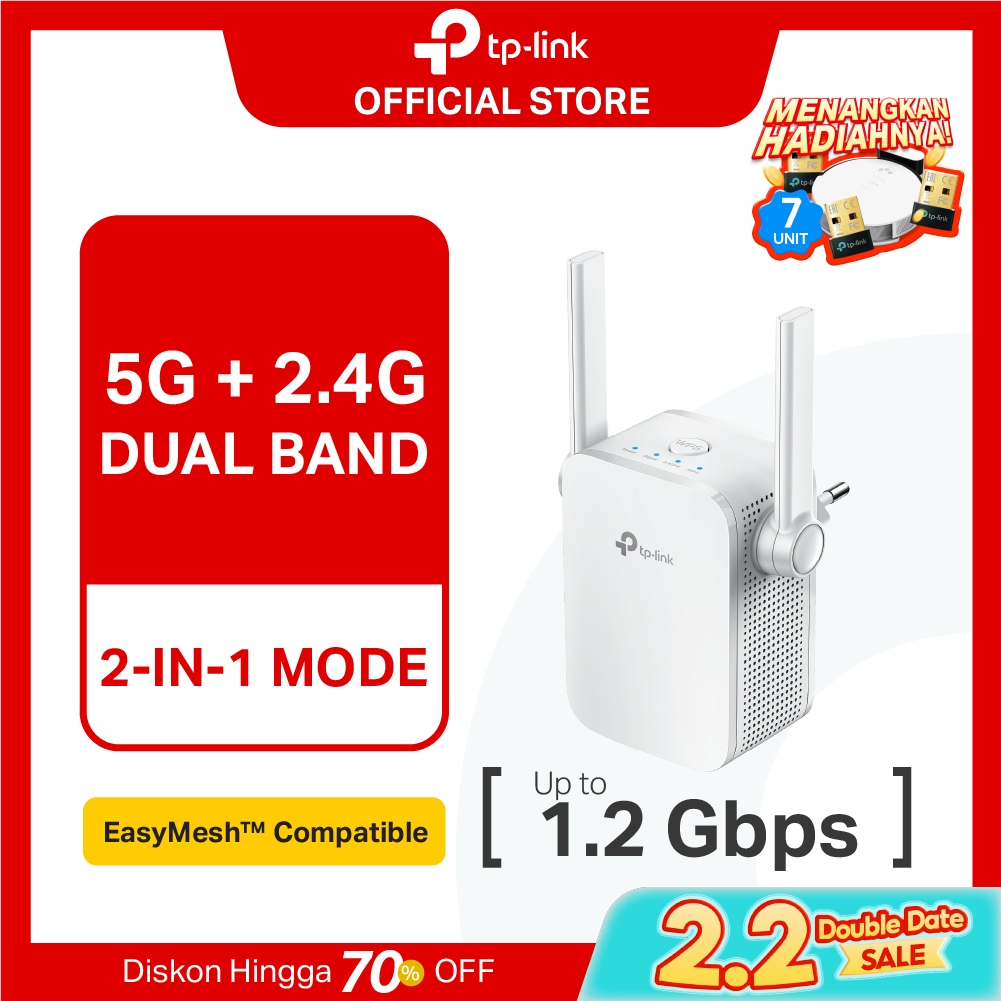 TP-Link RE305 | AC1200 WiFi 5 Extender | Penguat Sinyal | Repeater | Dual Band | Mesh | Access Point
