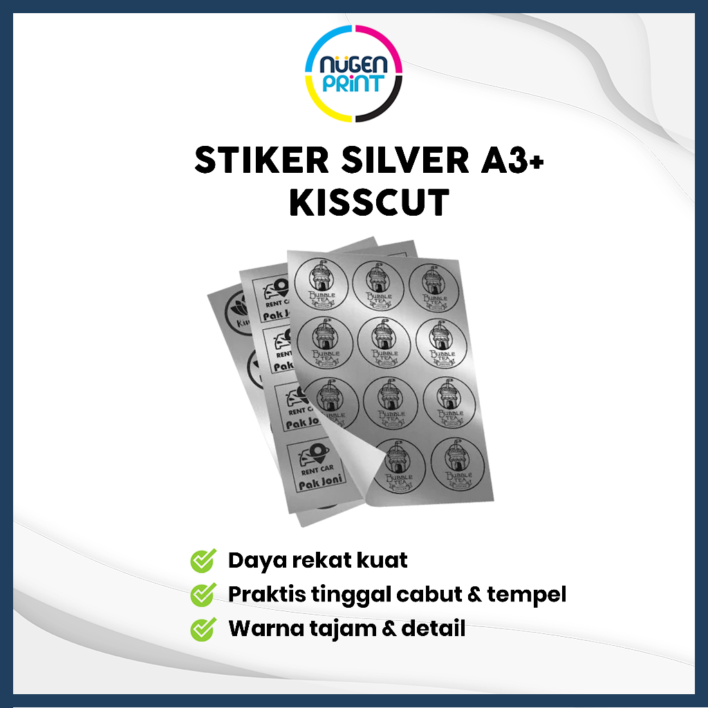 Cetak Sticker A3 | Cetak Sticker Label | Cetak Silver A3+ Kiss Cut