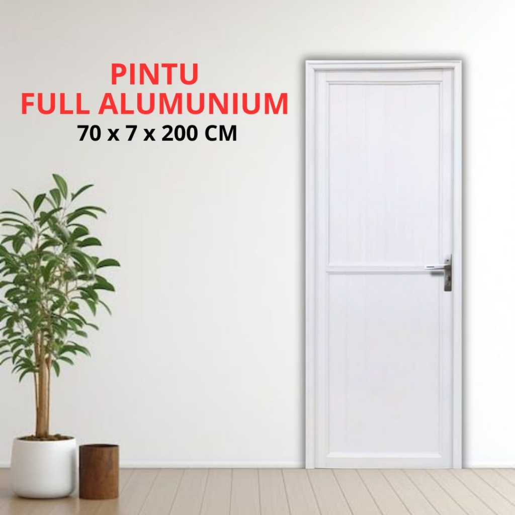 [Pintu Full Alumunium ] Kamar Mandi Putih Coklat | Full Panel + Bukaan Kanan/Kiri Fullset