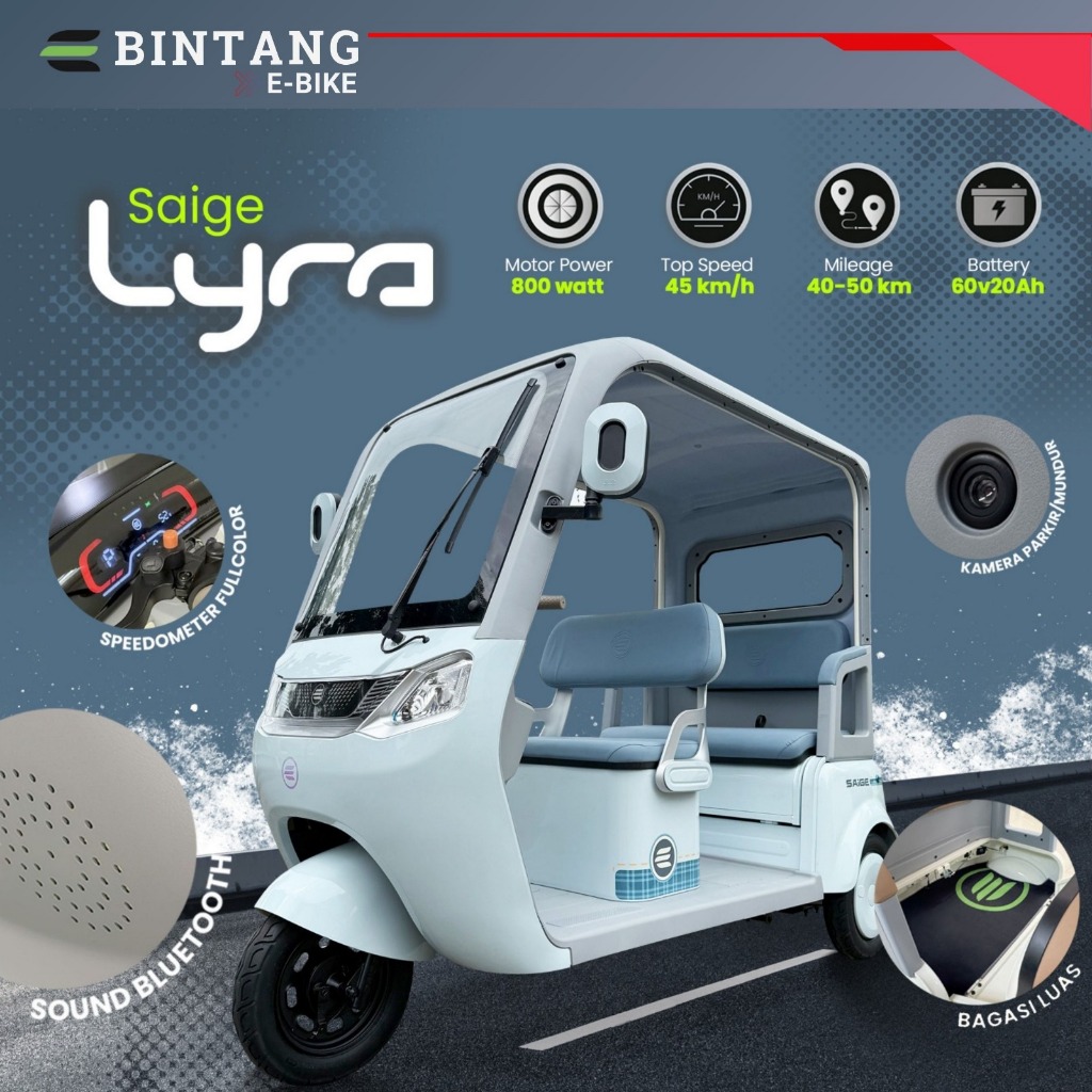 [ LAGI PROMO ] SEPEDA LISTRIK SAIGE LYRA  RODA 3 TERBARU + TIRAI | BERGANSI RESMI