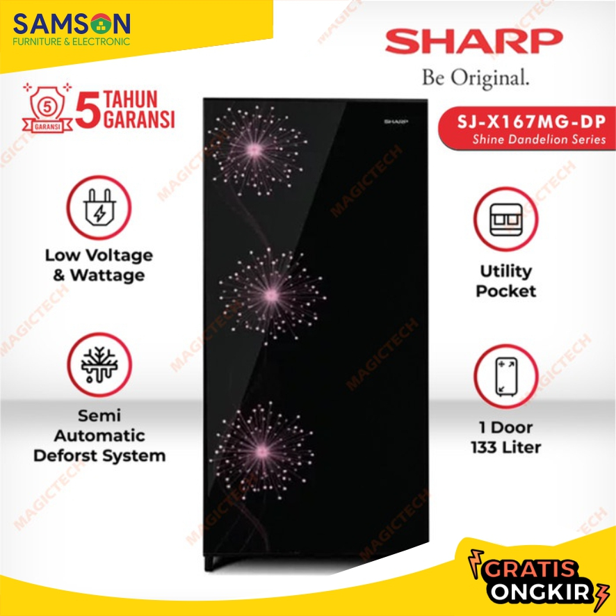 KULKAS SHARP 1 PINTU SJ-X167MG-DP 133L - PINK MERAH MUDA