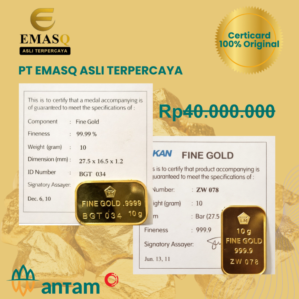 Murah Emas LM Antam 10 Gram Retro Certicard 100% Original