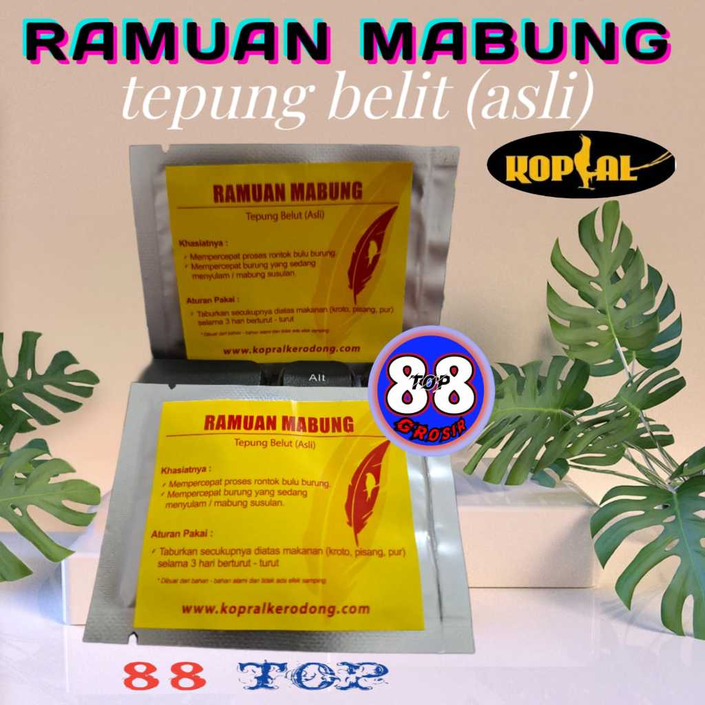 88TOP Ramuan mabung perontok bulu burung murai kenari Kacer cucak ijo dll (tepung belut asli)