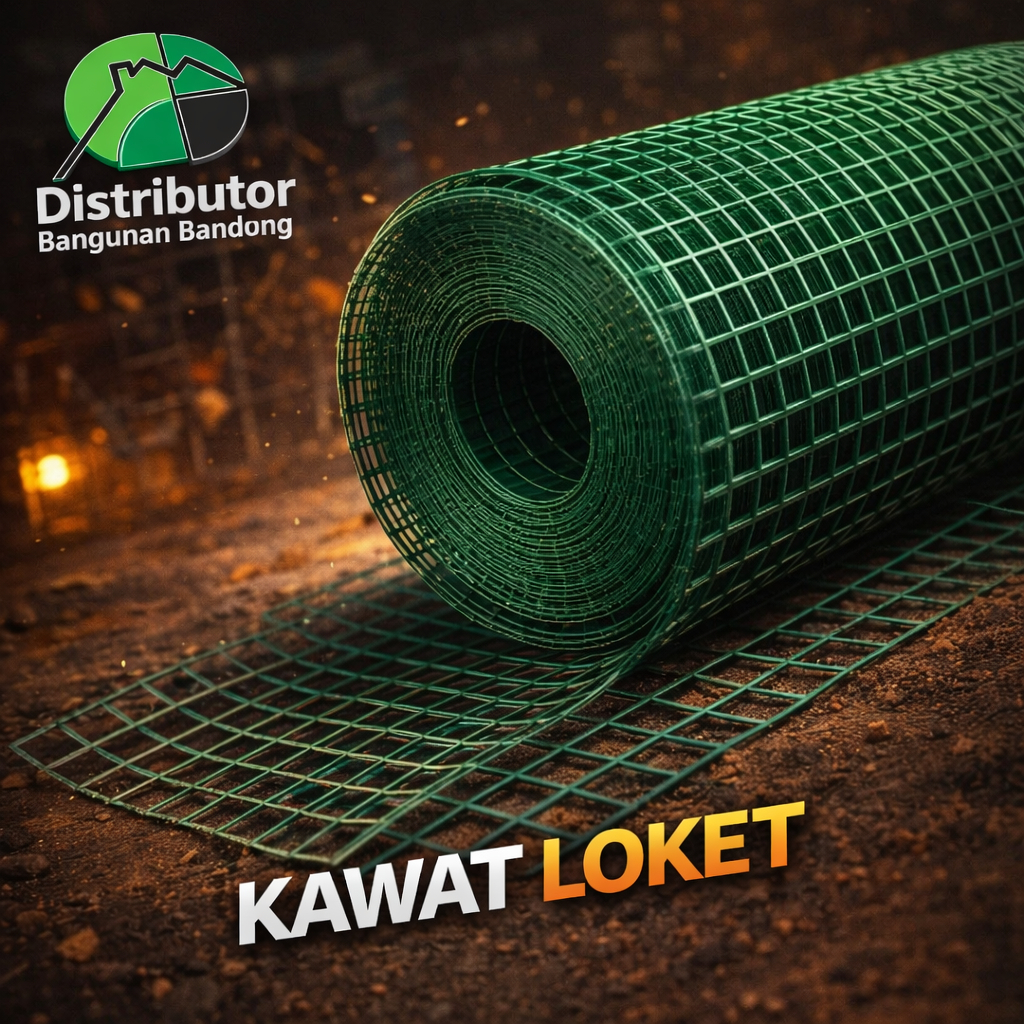 Kawat Loket PVC Hijau 1/2 & 1/4 (P=9mtr) – Kawat Ram Plastik Anti Karat untuk Pagar & Kandang