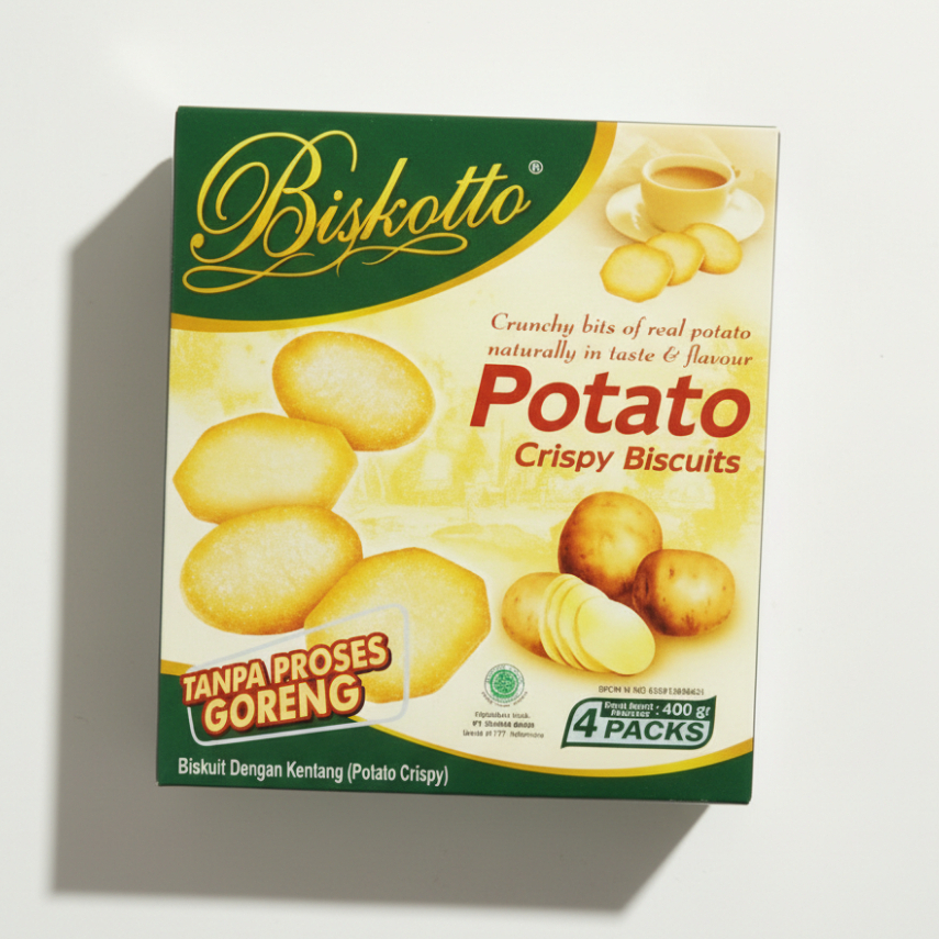 Biskotto Potato Crispy 360gr / Biskotto Biscuit Kentang 360 gr / Biskuit Gift Pack Lebaran