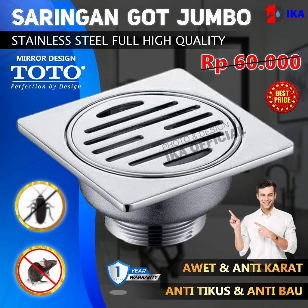 Saringan Floor Drain - High Quality 4,5 " MODEL TOTO mirror / 11,5 cm Saringan Lantai kamar Mandi St