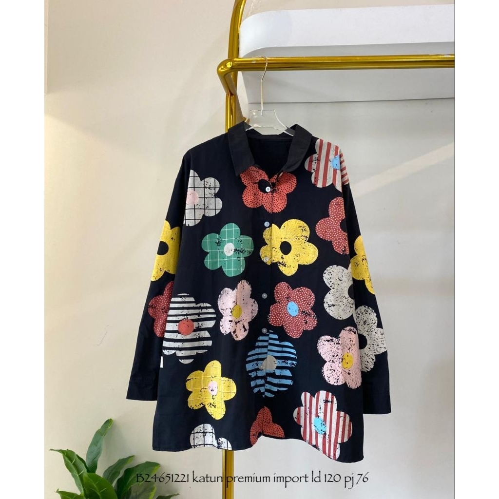 - Lucky Lacky Boutique - Kemeja Motif Wanita Katun Import LD 120 / Atasan Oversize Disney Mickey Sal