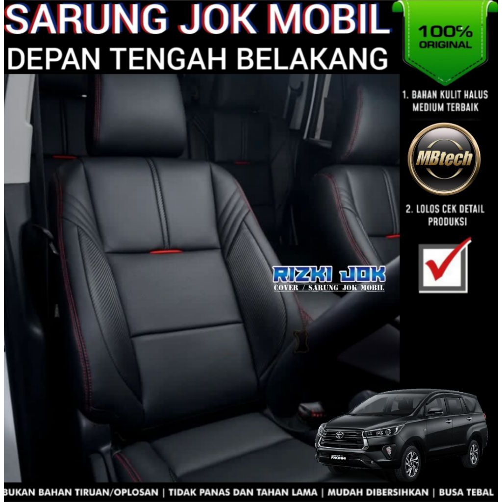 sarung jok mobil mbtech innova reborn 2021 - 2026 full 3 baris depan tengah belakang