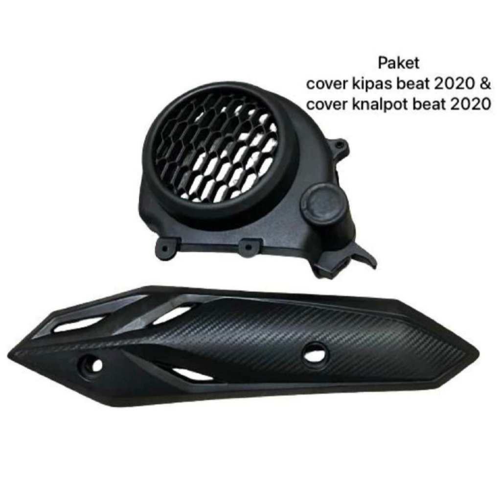 Paket Cover Kipas Dan Knalpot Beat 2020  Cover Kipas CVT + Cover Knalpot Honda Beat 2020