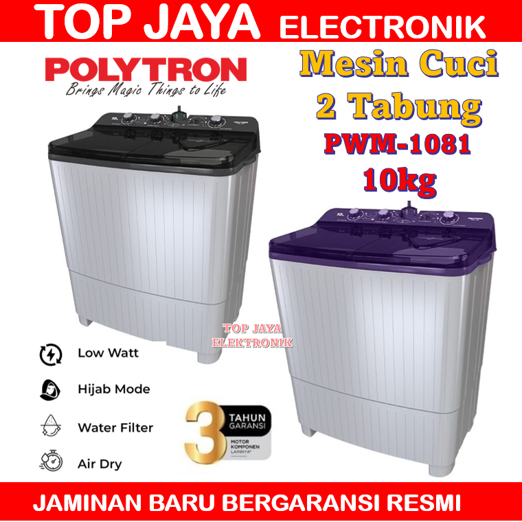 MESIN CUCI POLYTRON 10 KG 2 TABUNG/POLYTRON MESIN CUCI 10 KG 2 TABUNG NEW SERIES