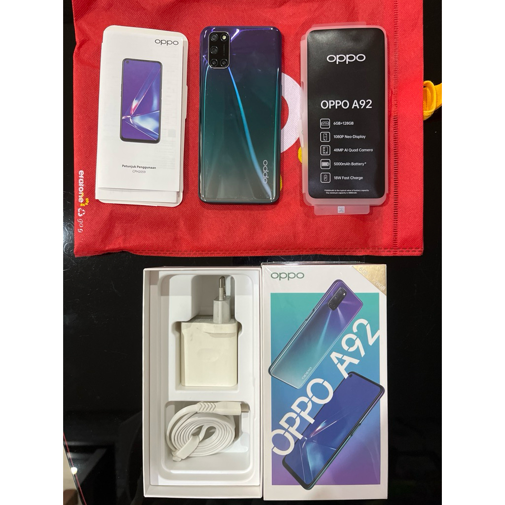 [SECOND] OPPO A92 (RAM 6GB / MEMORY 128GB) FULL SET NO MINUS - RESMI OPPO INDONESIA + GRATIS 5 CASIN