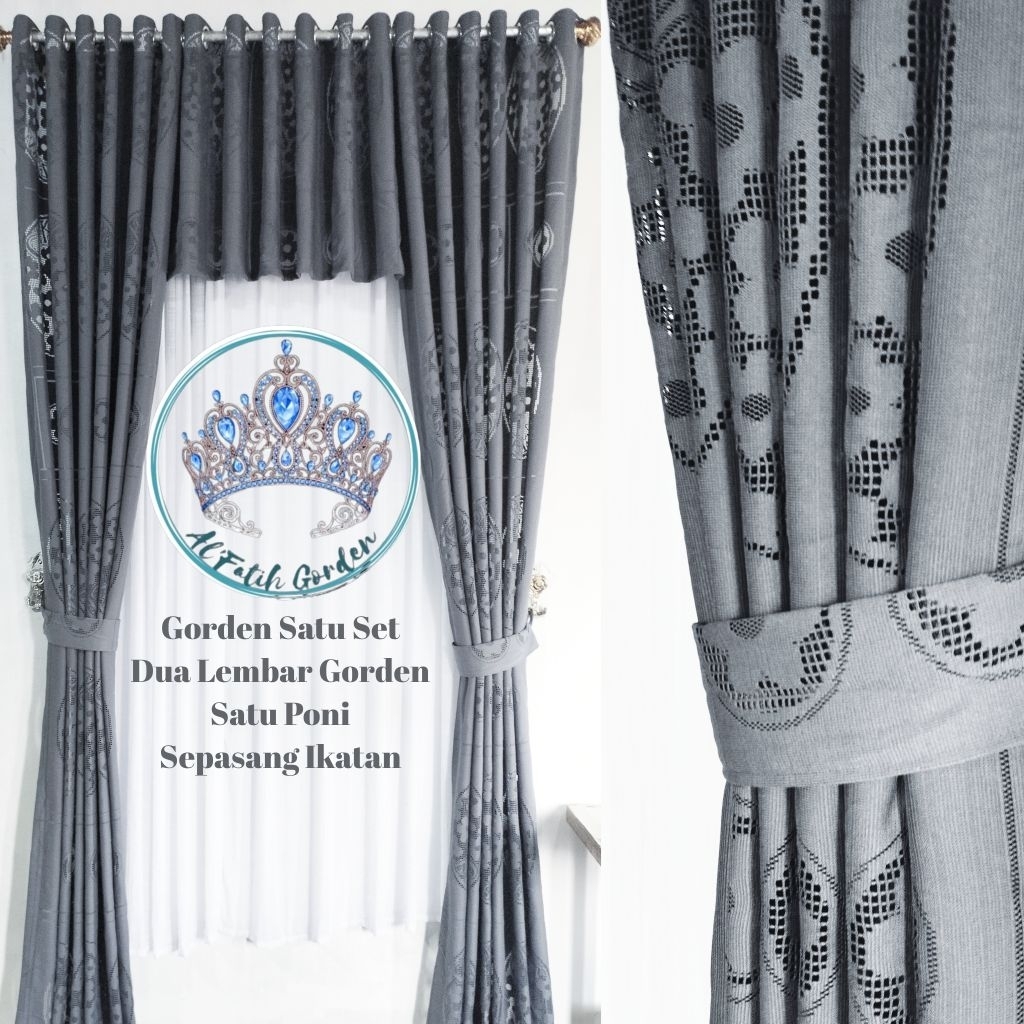 Gorden Poni Satu Set Abu Tua Bahan Turkish Mewah Elegan Anestetik