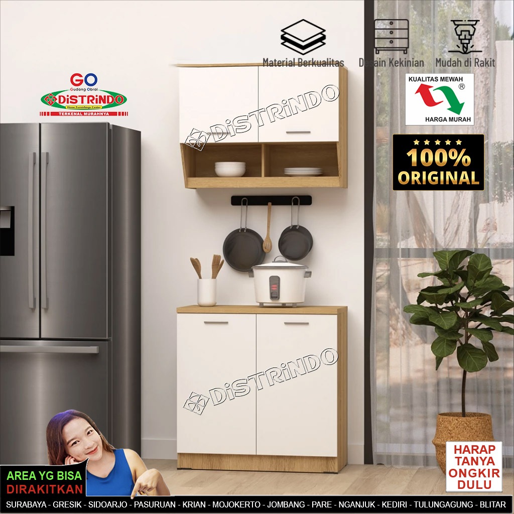 DISTRINDO Kitchen Set 2Pintu Atas / Bawah Rak Dapur Dinding 2Pintu