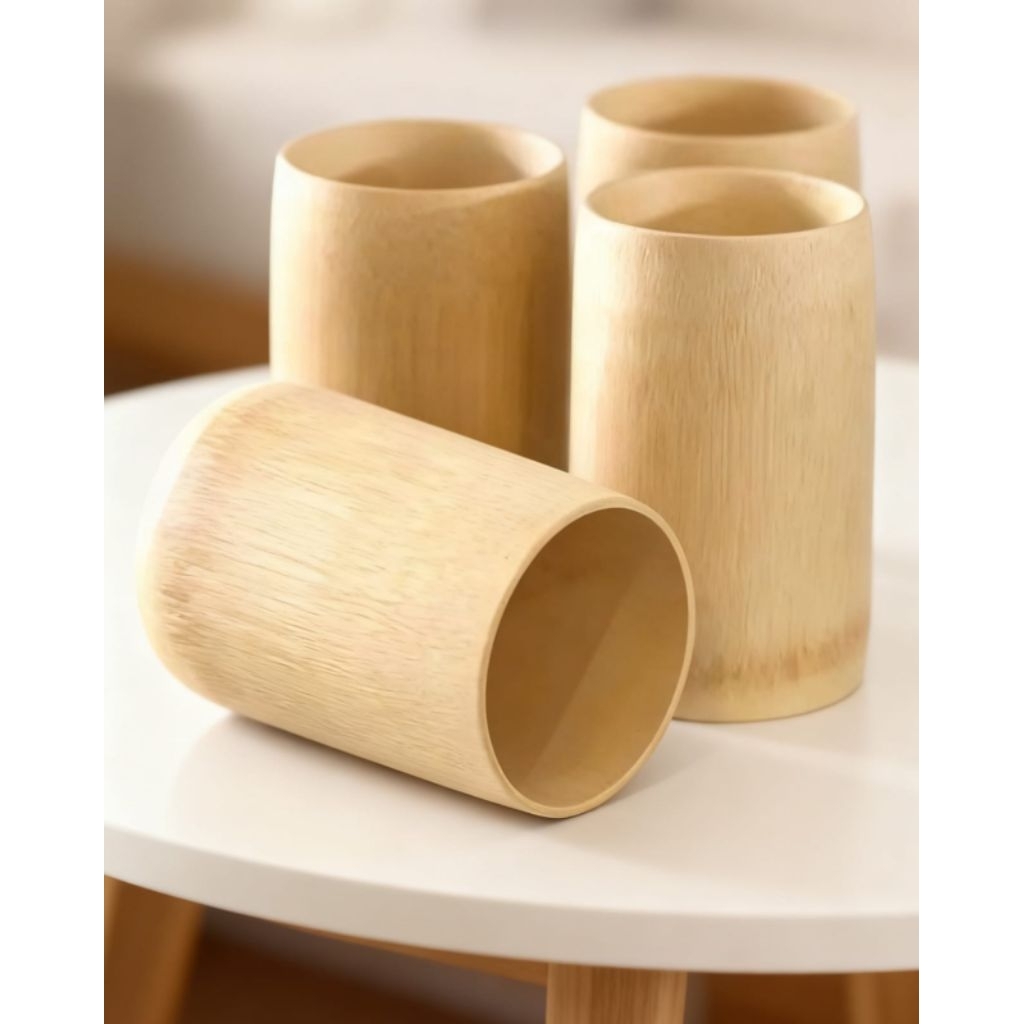 Gelas Bambu Alami Handmade – Eco Friendly | Gelas Minum Unik | Bisa Custom isi 3