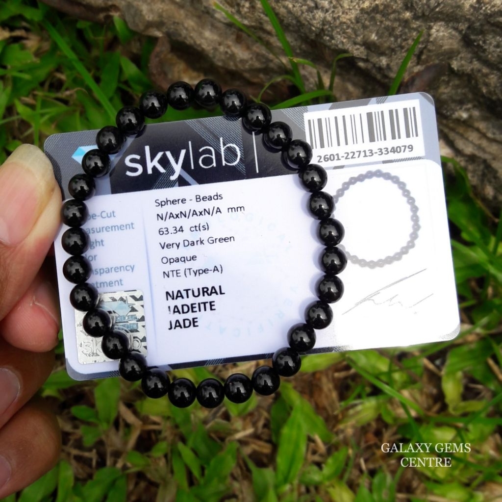 Gelang Permata Black Jadeite Jade Giok Type A Include Certificate Memo