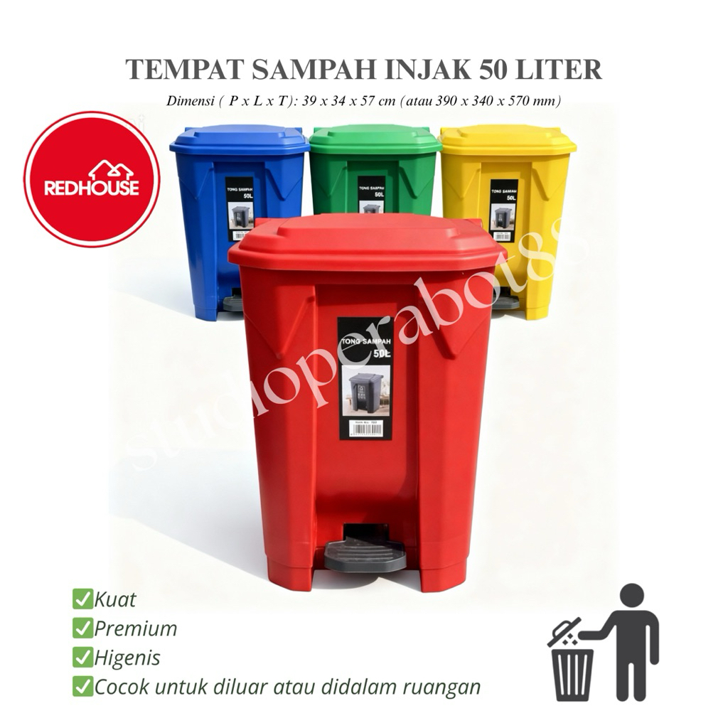 Tempat Sampah Injak Redhouse 50 Liter / Tempat Sampah Medis