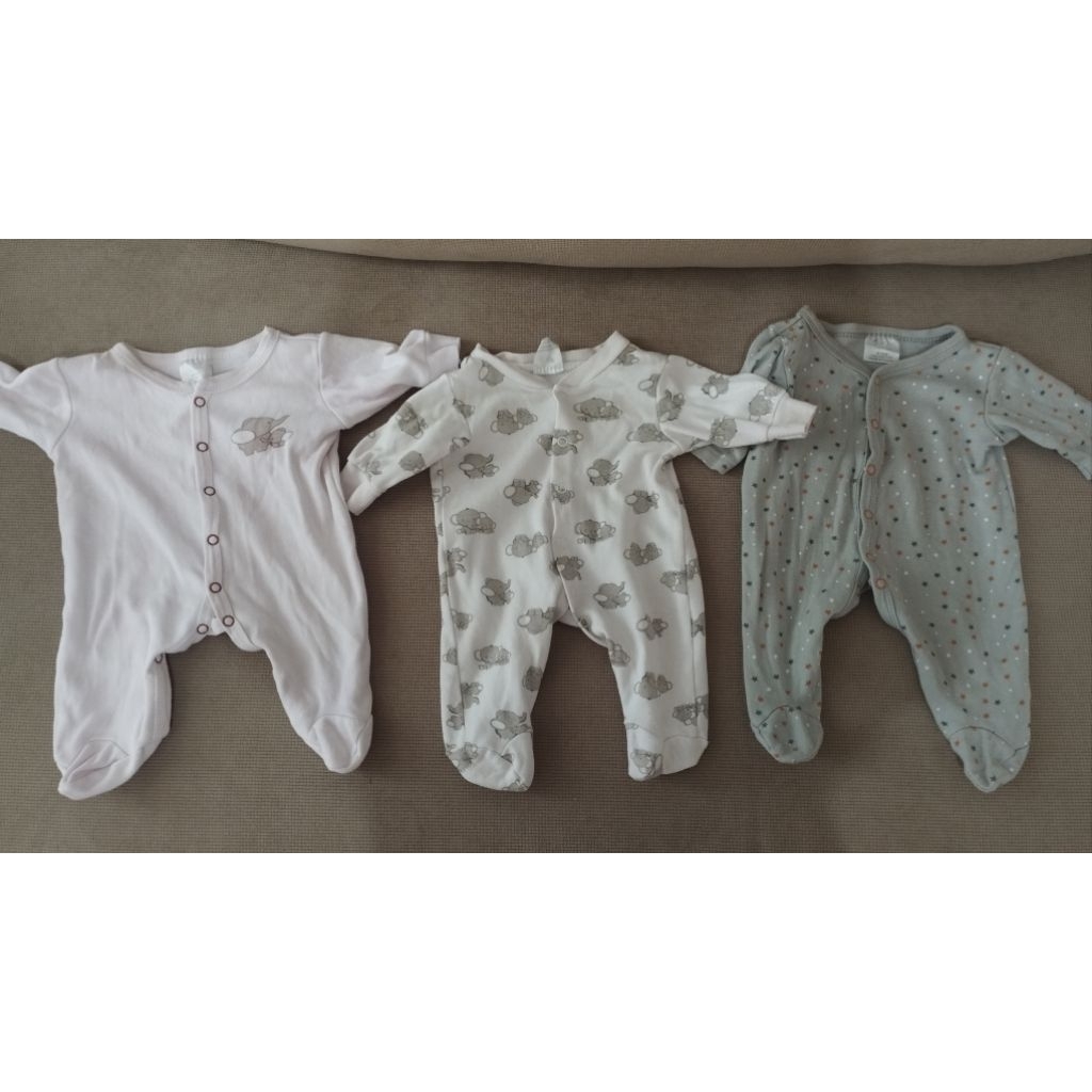 Preloved Sleepsuit 0-3 bulan Little Duck Murah Isi 3 Pcs