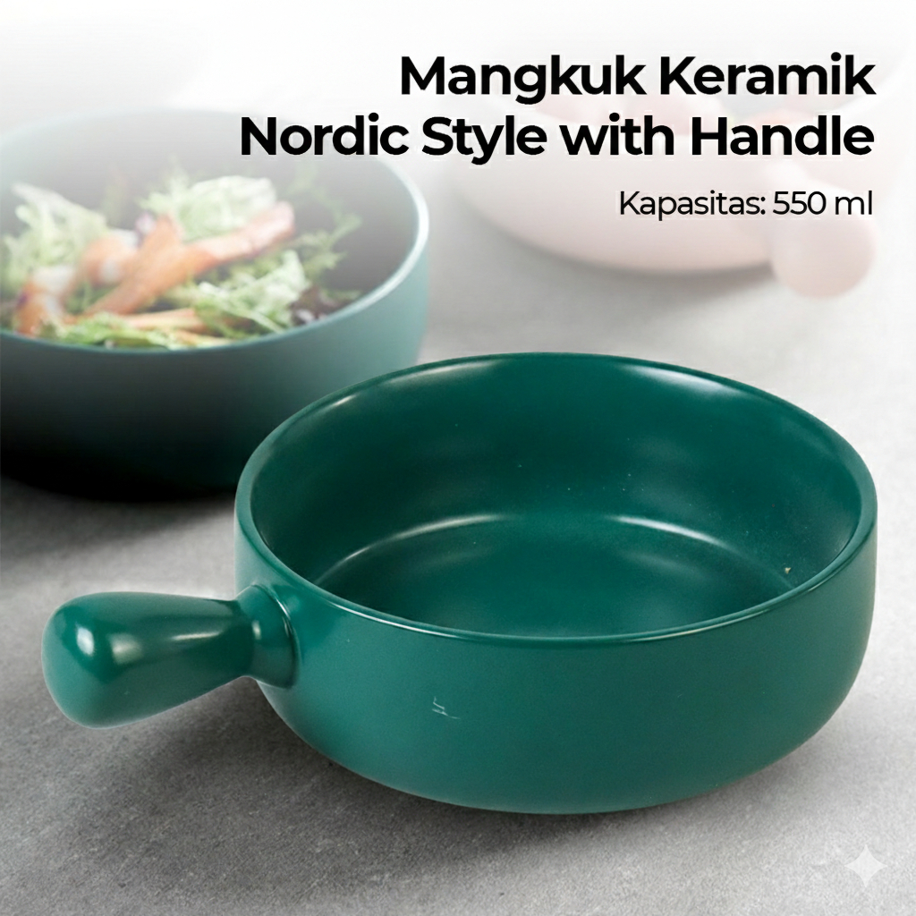 Mangkuk Keramik Bowl Nordic Style with Handle