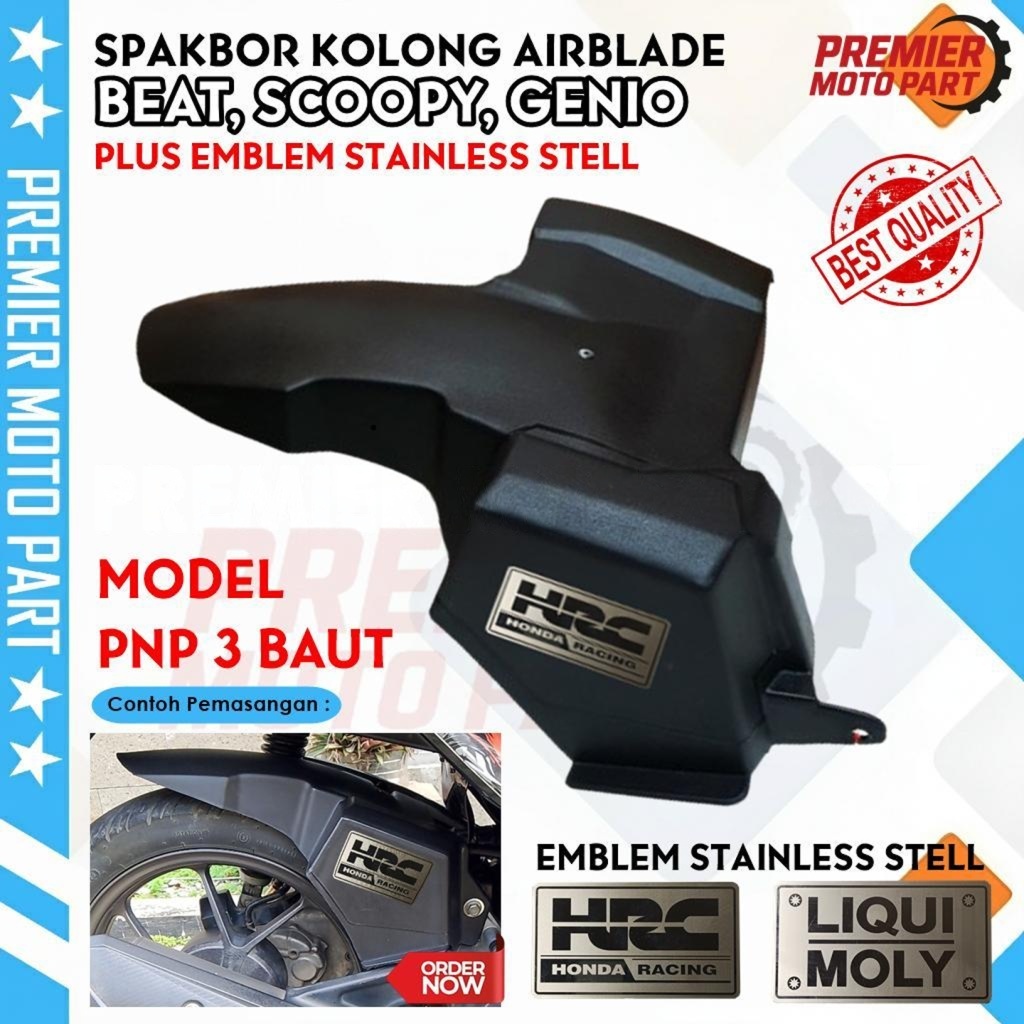 Spakbor Kolong Airblade Beat New Deluxe Street Scoopy Genio ABS CBS Plus Emblem Stainless Stell