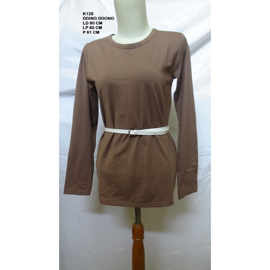 K128 Atasan Kaos Wanita Mocha - Longsleeve Basic Dding Ddong