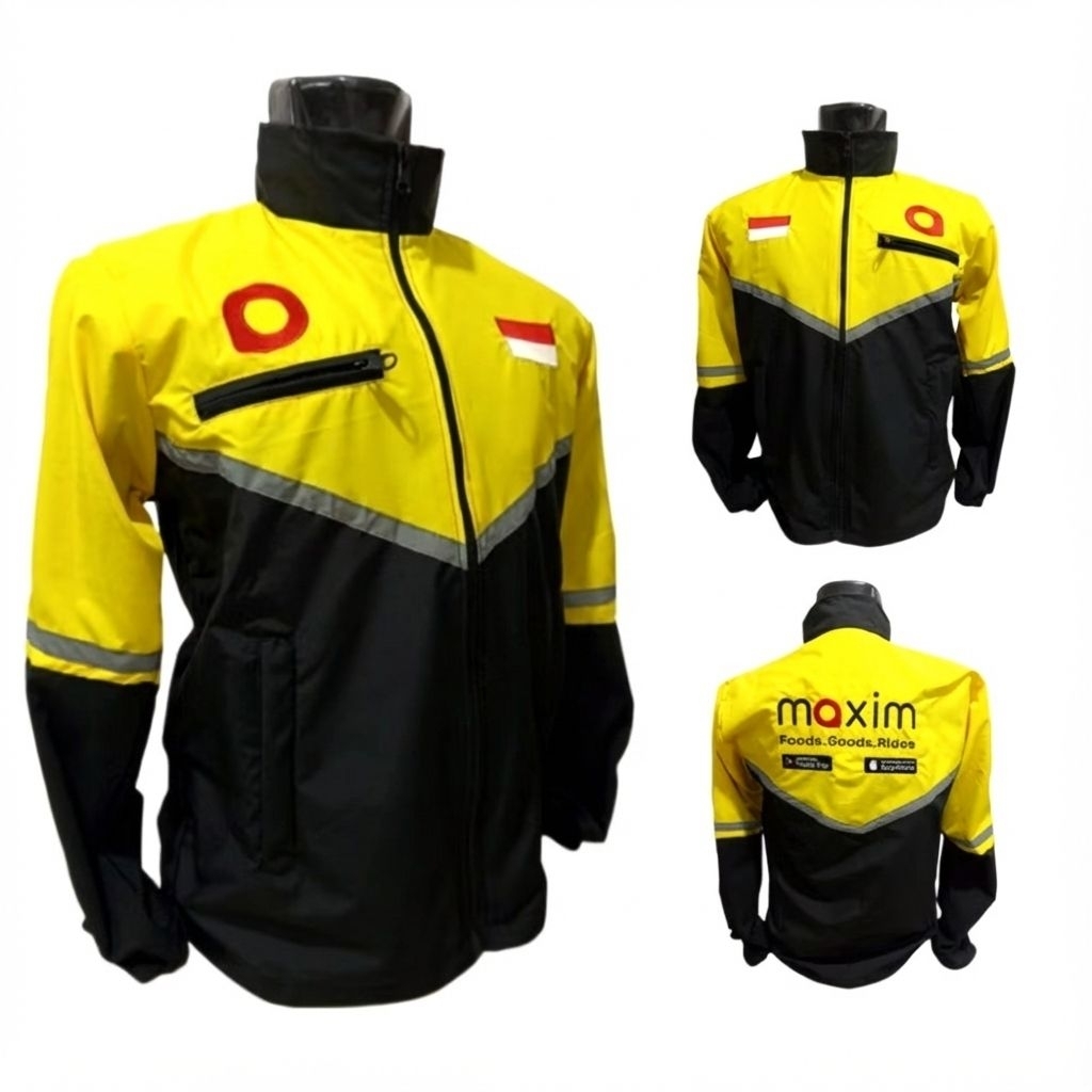 Jaket Driver Maxim Terbaru - Jaket Maxim Full Hitam Bordir - Rompi Maxim Anti Air