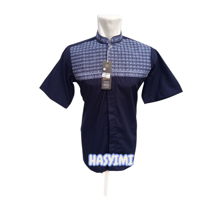 Hasgradini Baju Koko India Warna Motif Bordir Dada Lengan Pendek Atasan Pria